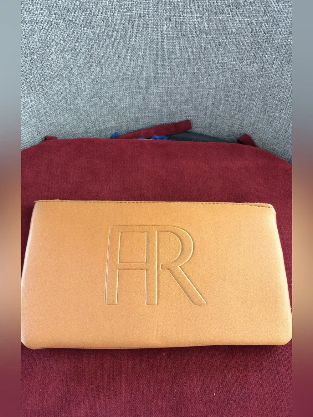 New Chic Tan Faux Leather Makeup Pouch / Cosmetic Bag-10”x5”